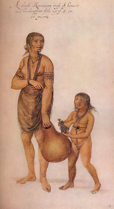 Une femme de chef Herowan, vers 1585 - John White