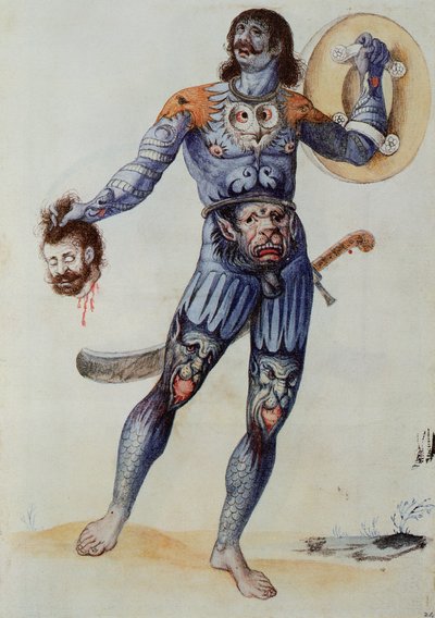 Homme picte tenant une tête humaine - John White