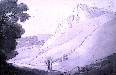 Paysage vallonné avec deux figures - John White Abbott