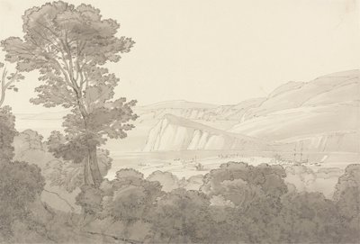 Vue depuis un bois, surplombant la rivière et les collines à Teignmouth, Devon - John White Abbott