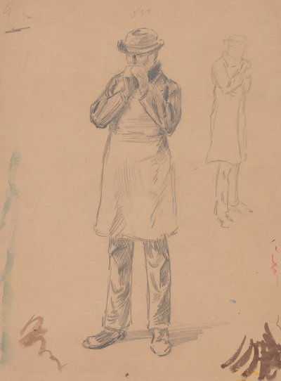 Caricature de lui-même et de E. A. Abbey (recto); Deux études d
