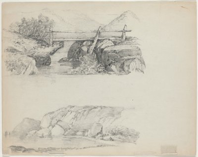 Pont sur un ruisseau rocheux - John William Casilear