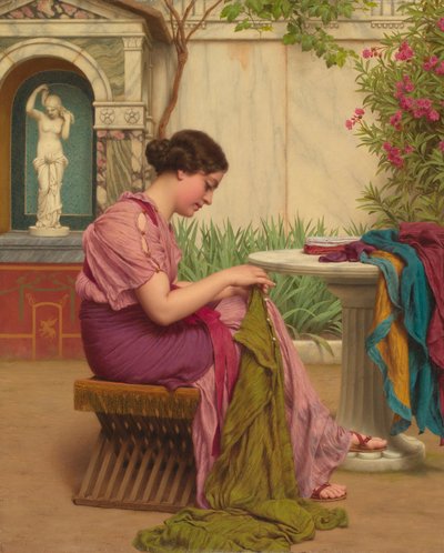 Un Point de Couture Gratuit, ou Un Point à Temps, 1917 - John William Godward