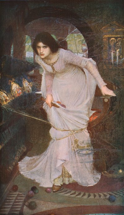 La Dame de Shalott regardant Lancelot, 1894, vers 1930 - John William Waterhouse