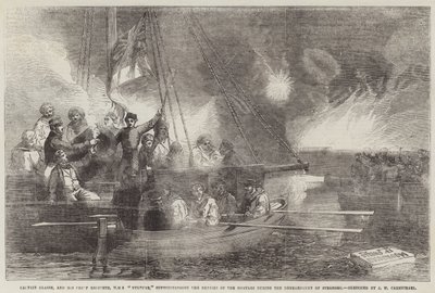 Le capitaine Glasse et son ingénieur en chef, HMS Vulture, supervisant les réparations des mortiers pendant le bombardement de Sveaborg - John Wilson Carmichael