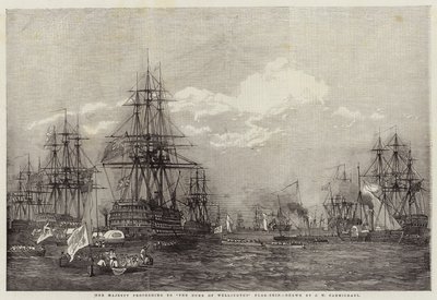 Sa Majesté se rendant au vaisseau amiral du duc de Wellington - John Wilson Carmichael