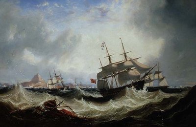 Navires au large de Gibraltar par mer agitée - John Wilson Carmichael