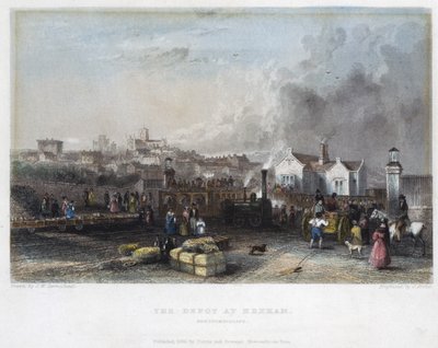 Le dépôt à Hexham, Newcastle et Carlisle Railway, gravé par J. Archer, 1836 - John Wilson Carmichael