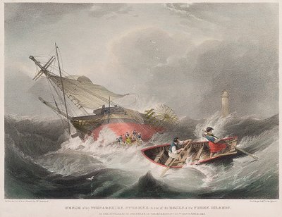 Le naufrage du bateau à vapeur Forfarshire sur les rochers des îles Farne (Angleterre), tel qu
