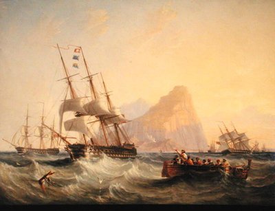 Navires de Guerre sous Voile à Gibraltar - John Wilson Carmichael