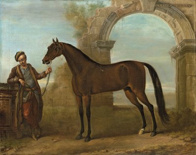 Le Godolphin Arabien, tenu par un palefrenier, dans un paysage avec une arche en ruine, 1731 - John Wootton
