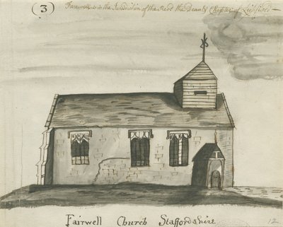 Église de Farewell : dessin à la plume et lavis sépia, nd [vers 1780] - John Wright