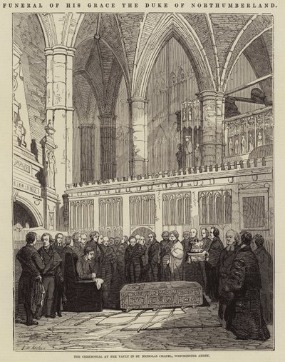 Funérailles de Son Altesse le duc de Northumberland, la cérémonie au caveau de la chapelle Saint-Nicolas, abbaye de Westminster - John Wykeham Archer