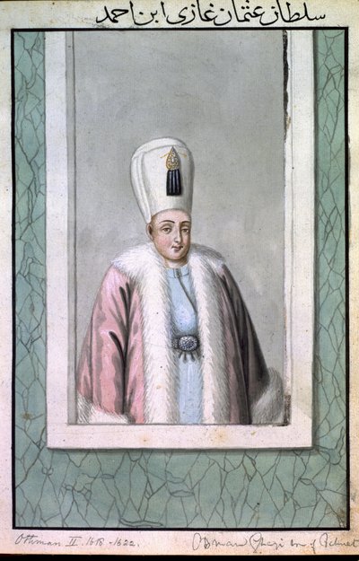 Othman (Osman) II (1603-1622), sultan de 1618 à 1622, tiré de « Une série de portraits des empereurs de Turquie ». - John Young