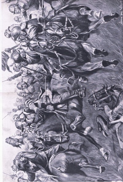 Marston Moor, 2 juillet 1644 : La cavalerie écossaise sous Leslie attaquant le flanc du prince Rupert (illustration de British Battles on Land and Sea) - John de Walton