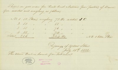Note de Johnson Gardner, Traversées de la Yellow Stone, 18 juillet 1832 - Johnson Gardner