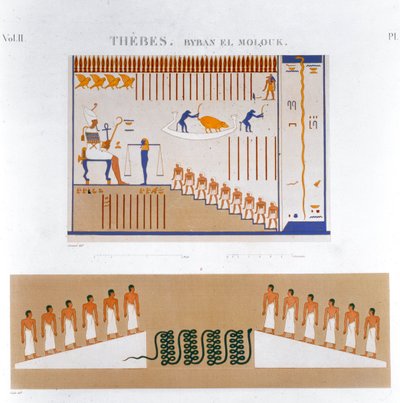 Illustrations de fresques de Byban el Molouk, Thèbes, Égypte, 1822 - Jomard