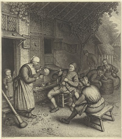 Paysans sur la terrasse d