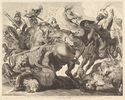 Une chasse au lion - Jonas Suyderhoff after Sir Peter Paul Rubens