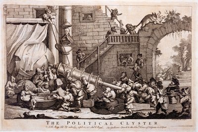 Le Clystère politique, gravure réalisée par William Hogarth, 1757 - Jonathan Swift
