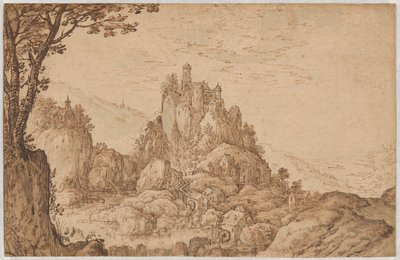 Un château sur un rocher dans un paysage montagneux - Joos de Momper II