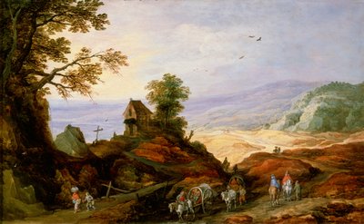 Paysage avec une chapelle sur une colline, fin 16ème ou 17ème siècle - Joos de Momper the younger