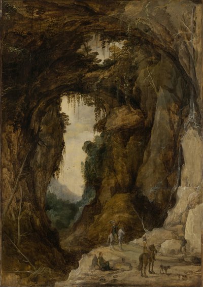 Paysage avec grotte et cavalier, vers 1616 - Joos or Josse de The Younger Momper