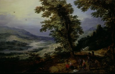 Route de montagne avec des voyageurs, vers 1610-25 (huile sur panneau bercé) - Joos or Josse de The Younger Momper