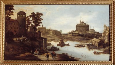 Vue du Tibre et du Château Saint-Ange à Rome - Joos or Josse de The Younger Momper