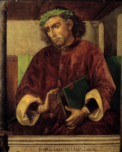 Portrait de Virgile (Virgilio, 70-19 av. J.-C.), poète et écrivain romain. Peinture de Juste de Gand (1435-1480) Éc. flamande - Joos van Gent (fl.1460 75)