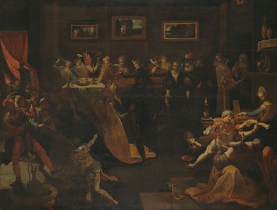 Banquet nocturne et mascarade - Joos van Winghe (copy after)