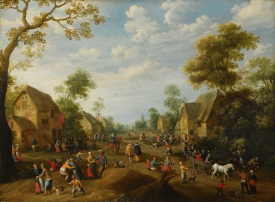 Une kermesse de village avec de nombreux paysans en fête - Joost Cornelisz Droochsloot