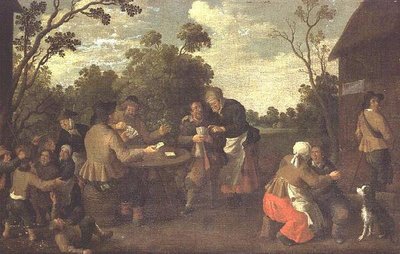 Paysans jouant aux cartes et enfants se bagarrant - Joost Cornelisz. Droochsloot