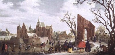 Patineurs dans un paysage d