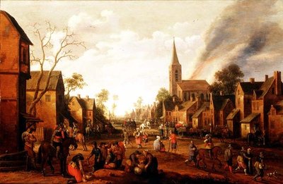 Soldats pillant un village - Joost Cornelisz. Droochsloot