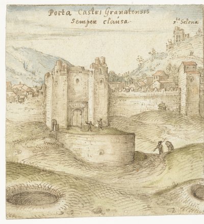 Porte fermée du château (Alhambra) à Grenade - Joris Hoefnagel