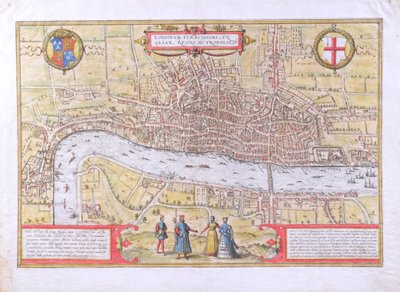 Carte de Londres, de Civitates Orbis Terrarum, par Georg Braun et Frans Hogenburg, vers 1572 - Joris Hoefnagel