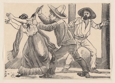 Un homme attrapant une femme par la manche et la poignardant, 1891 - José Guadalupe Posada