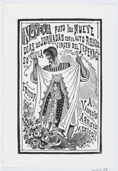 Un homme tenant un morceau de tissu avec une image de la Vierge, illustration pour ..., vers 1880-1910 - José Guadalupe Posada