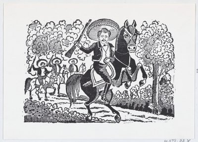Un soldat révolutionnaire à cheval avec un fusil Heraclio Bernal, vers 1880-1910 - José Guadalupe Posada