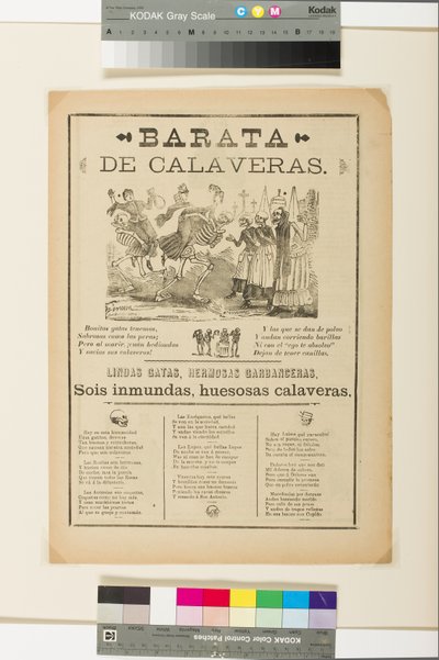 Broadside : Vente de crânes, c.1890 (lithographie sur papier journal) - José Guadalupe Posada