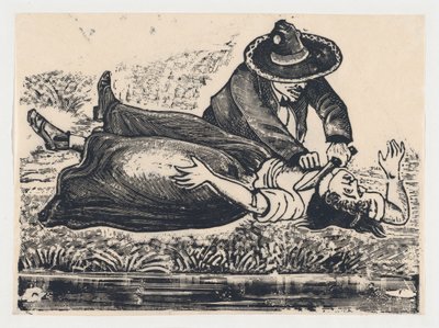 Francisco Guerrero, le tailleur de gilets et coupe-gorge, assassinant une femme, vers 19..., vers 1905-1910 - José Guadalupe Posada