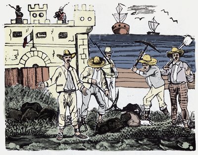 La Révolution mexicaine (1910-1920) : Groupes de prisonniers au travail forcé - Xylographie de Jose Guadalupe Posada (1852-1913) - José Guadalupe Posada