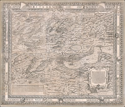 1566 carte de Zurich et de ses environs par Jodocus Murer - Jos Murer