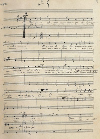 Manuscrit original de la romance pour ténor de la zarzuela, "Alma de Dios", par Jose Serrano (1873-1941) - José Serrano