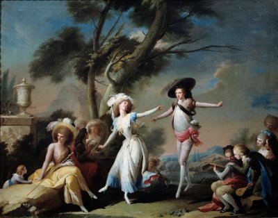 Couples dans un parc. Peinture par José Camarón y Boronat (1730-1803) - Jose Camaron