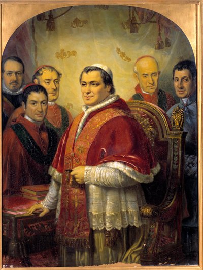 Portrait du pape Pie IX entouré de ses cardinaux - Jose Galofre Y Coma