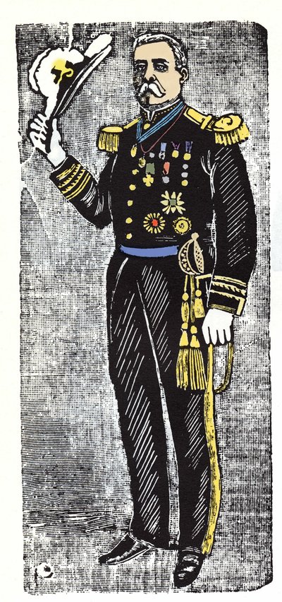 La Révolution mexicaine (1910-1920) : Porfirio Diaz (1828-1915), président de la République du Mexique. Xylographie de Jose Guadalupe Posada (1852-1913). - José Guadalupe Posada