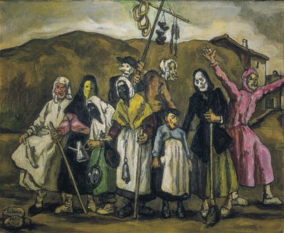 GUTIERREZ SOLANA, José (1886-1945). Bal costumé. 1938. Expressionnisme. Collection privée - Jose Gutierrez Solana