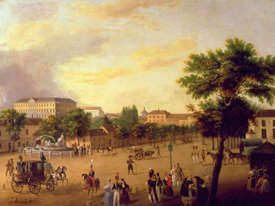 Vue de la Fontaine de Cibeles et du Palais de Buenavista à Madrid - Jose Maria Avrial Y Flores